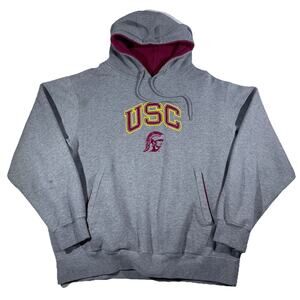 Vintage USC Hoodie Men’s L Footlocker Grey Embroidered Pullover Sweatshirt SoCal